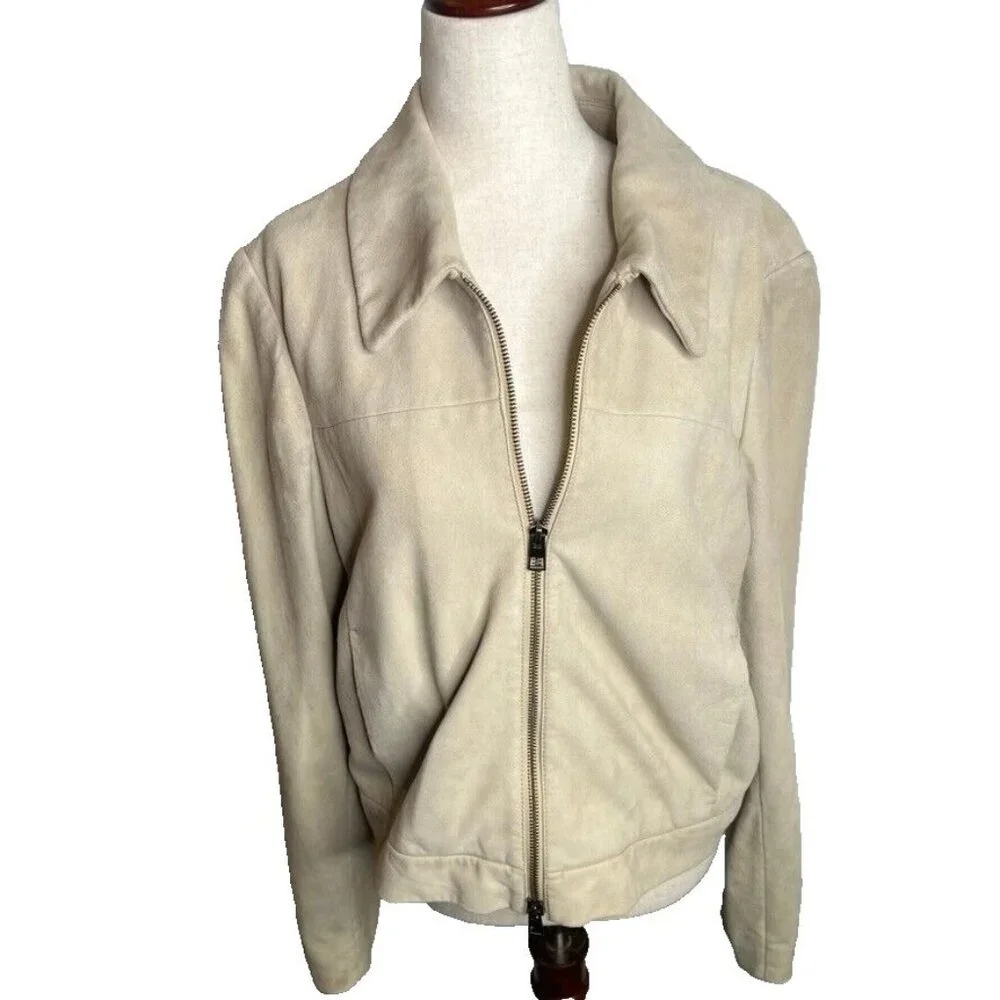 Madewell $498 Shrunken Zip-Front Jacket in Suede Light Sand Size 6 NO887 - Picture 3 of 11